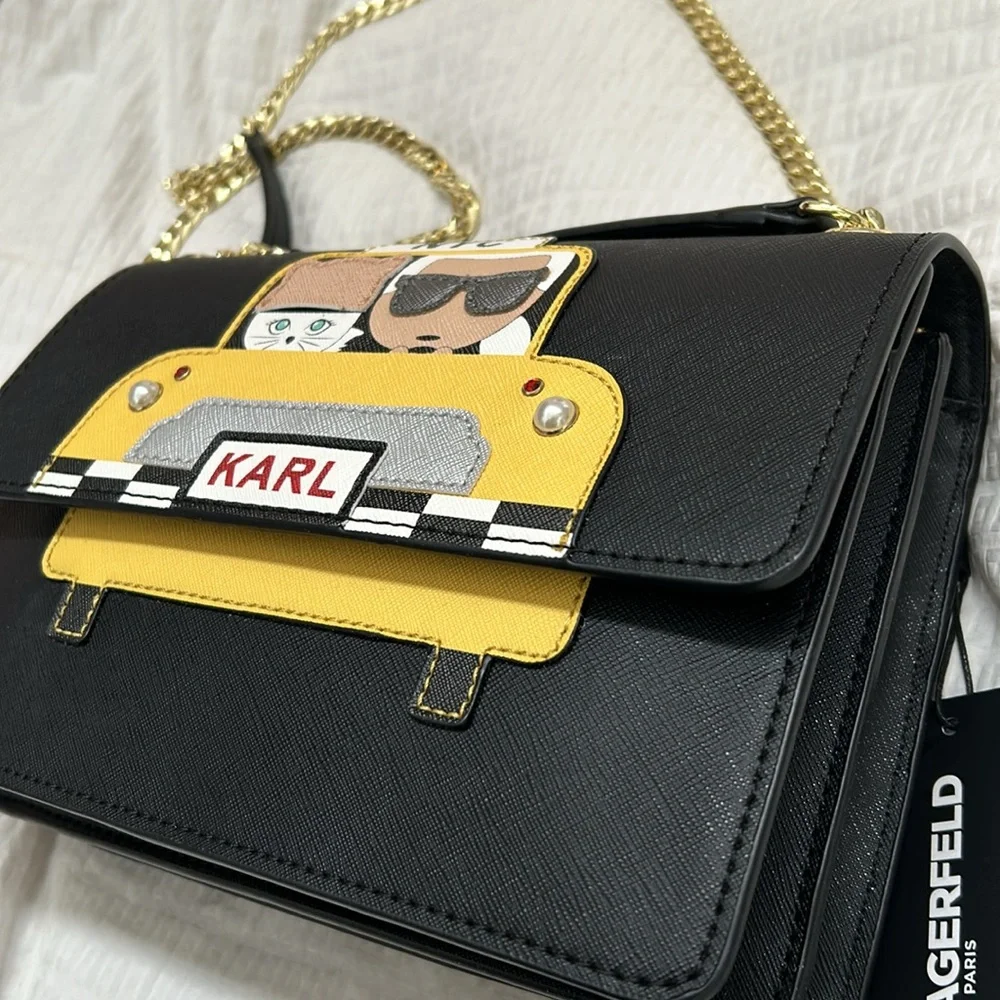 NWT Carl Lagerfeld New York City Cross Bag Handbag Yellow Taxi Cab Cat Maybelle - Picture 11 of 12